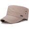 Men Thin Cotton Solid Color Flat Cap Sunshade Casual Outdoors Adjustable Hat - Khaki