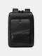 Men Retro Outdoor PU Leather 15.6 Inch Laptop Bag Backpack - Black