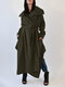 Women Solid Color Knotted Casual Coat With Pocket - Green