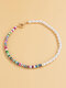Trendy Vintage Colorful Round Beads Soft Pottery Artificial Pearls Patchwork Beaded Necklace - #02