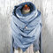 Women Solid Color Scarf Shawl Wrap Multi-purpose Neck Wrap Warm Scarf - Blue