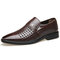 Men Leather Hole Breathable Non Slip Soft Casual Formal Shoes - Brown