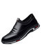 Men Elastic Slip On Microfiber Leather Driving Business Casual Loafers - Black