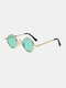 Unisex Metal Circle Round Full Frame UV Protection Vintage Sunglasses - Green