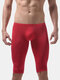Sexy Knee Length Ice Silk Thin Translucent Thermal Sleepwear Home Undwerwear for Men - Red
