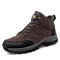 Men Outdoor Slip Resistant Large Size Patchwork Casual Hiking Boots - Coffee