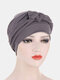 Women Cotton Multi Color Solid Casual Sunshade Side Braid Baotou Hats Beanie Hats - Gray