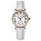 Relojes de cuarzo de moda Dial redondo Números romanos Cuero simple Banda Relojes para Mujer - blanco