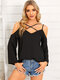 Solid Backless Criss-cross Adjustable Strap Bell Sleeve Blouse - Black