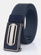 120CM Men Nylon Belt Automatic Buckle Quick Unlock Fashion Belt - Silver Buckle-Royal Blue