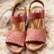 Women Hollow Lace Trim Comfy Elastic Strap Platform Sandals - Pink