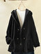 Vintage Corduroy Hooded Pockets Plus Size Jackets - Black