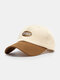 Unisex Cotton Color Contrast Patchwork Letter Label Embroidery All-match Sunshade Baseball Cap - Coffee