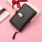 Women Genuine Leather 9 Card slots Small Wallet Card Holder Purse Coin Bag - Black