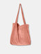 Retro Corduroy Large Capacity Tote Handbag - Pink