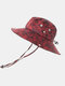 Men Polyester Cotton Camouflage Pattern Outdoor Sunshade Breathable Bucket Hat - Wine Red