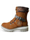 Large Size Winter Casual Side Zipper Wool Stitching Short Boots For Women - Brown