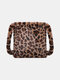 Women Plush Fluffy Leopard Pattern Printing Shoulder Bag Handbag - Brown