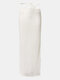 Solid Knit Hollow Tie Back Mermaid Maxi Skirt - White