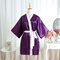 Pure Color Short Night Kimono Fino Sexy Roupões Macios e Confortáveis - Roxa
