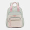 Women Nylon Waterproof Multifunction Bag Casual Patchwork Backpack - Green