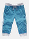 Mens Casual Running Drawstring Overknee Slim Fit Sports Cotton Pants - Blue