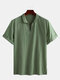 Mens Cotton Ethnic V-Neck Short Sleeve Casual T-Shirt - Green