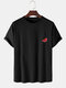 Mens Banana Embroidered Cotton Round Neck Casual Short Sleeve T-shirts - Black