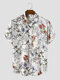 Mens All Over Floral Print Lapel Vacation Short Sleeve Shirts - White