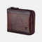 Ekphero Men Genuine Leather Multi-card Slots Retro Coin Wallet SIM Card Foldable Card Holder Wallet - Coffee