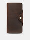 Men Vintage First Layer Cowhide Multi-Card Slot Card Holder Long Wallet Purse - Coffee