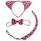 Animal Leopard Ear Set Hairband Bow Tie Tail Headband Party Halloween Wear - Rose