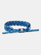Trendy Simple Cashew Flowers Pattern Hand-woven Abstract Lion Pattern Beaded Alloy Bracelet - Blue