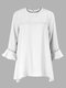 OL Stitching Loose Hole Long Sleeve Chiffon Mini Women Dress - White