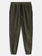 Mens Corduroy Side Stripe Casual Drawstring Elastic Cuff Pants - Green