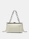 Women Faux Leather Fashion Stone Pattern Multifunction Chain Crossbody Bag Shoulder Bag - White