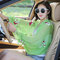 Embroidered Applique Chiffon Sunscreen Sleeve Shawl Summer Women Sunscreen Clothing - Green