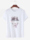 Mens 100% Cotton Michelangelo's David Printed Short Sleeve Graphic T-Shirt - White