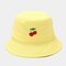 Women & Men Cotton Fruit Embroidery Bucket Hat - Yellow