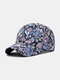 Women Cotton Overlay Colorful Floral Print Casual Sunshade Baseball Cap - Black
