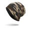 Mens Camouflage Cotton Velvet Knitted Hat Warm Good Elastic Hat Winter Outdoor Casual Beanie - Coffee