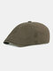 Men Cotton Solid Color Retro Adjustable Sunshade Newsboy Hat Octagonal Hat Flat Caps - Army Green