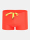 Men Sexy Solid Color Swim Trunks Retro Quick Dry Drawstring Beach Short Swimwear - Orange