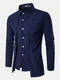 Fake Two Pieces Brief Solid Color Business Banquet Wearing Designer Shirt for Men - Navy Blue
