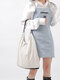 Retro Coduroy Patchwork Large Capacity Tote Handbag - White