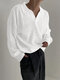 Masculino sólido canelado tricotado casual manga comprida golfe Camisa - Branco