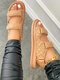 Women Summer Fashion Comfy Hook Loop Casaul Flat Sandals - Khaki