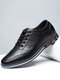 Men Plaid Leather Lace Up Business Casual Shoes - Black