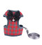Pet Dog Plaid Vest Chest Strap Comfortable Breathable Evening Dress Leash - Red