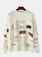 Мужская буква Шаблон с принтом, вязаный повседневный пуловер с заниженным плечом, свитера - Белый